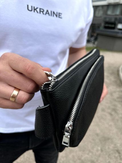 Топ! Поясна сумка-бананка чоловіча шкіряна чорна TD-54928 | Зображення 1