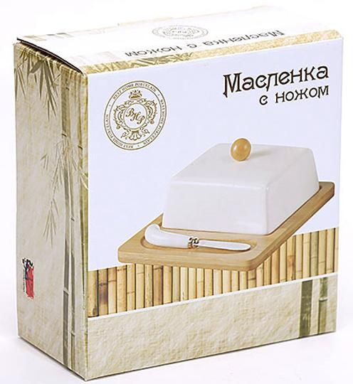 Маслянка Ceram-Bamboo порцелянова з бамбуковим блюдцем і ножем для масла | Зображення 2