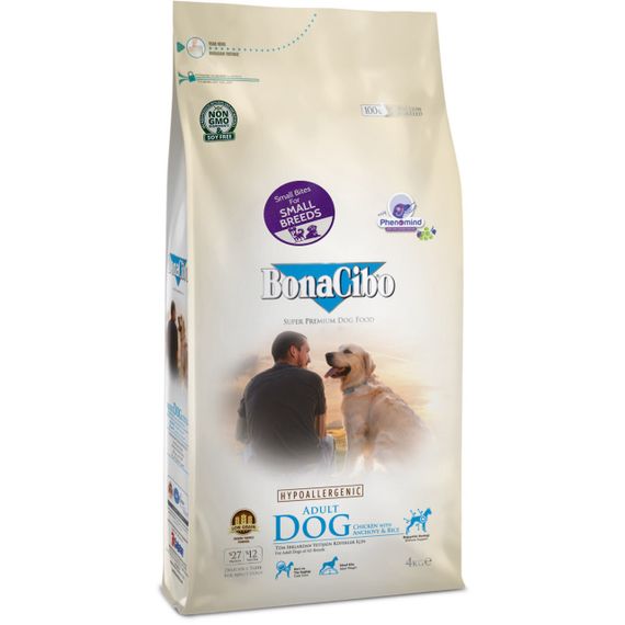 Сухий корм для собак малих порід з куркою BonaCibo Adult Dog Small Breed Chicken & Rice, 4 кг
