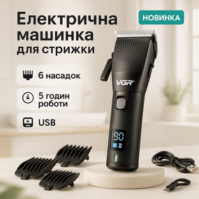 Машинка для стрижки хорошая VGR, Беспроводная аккумуляторная машинка для стрижки волос JA-19