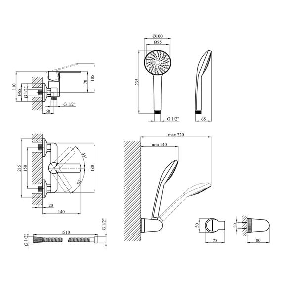 Змішувач для душа Kroner KRM Bremen - C050 (CV014165) | Зображення 1