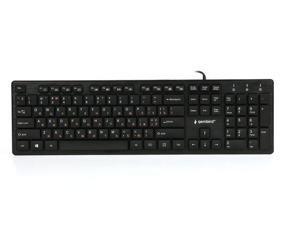 Клавіатура дротова Gembird KB-MCH-03-UA, українська розкладка, мультимедійна, "шоколадні" клавіші, чорний колір