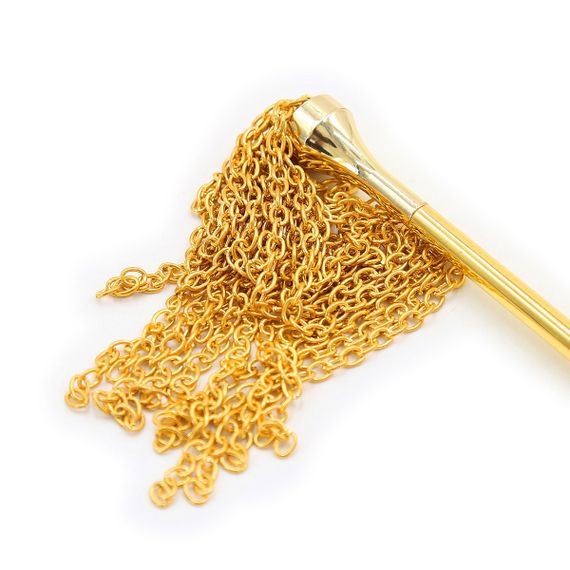 Перо для лоскотання з металевим батогом DS Fetish золото Whip Sex Feather | Зображення 3