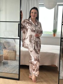 Піжама з леопардовим принтом PLUS SIZE  з сорочкою та штанами
