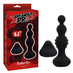 Анальна пробка з вібрацією у вигляді ялинки Chisa Breakout Pro Rocked Hip з різним рельєфом на ярусах, чорна Sex Aura