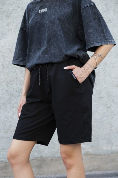 Бавовняні базові трикотажні шорти Without Basic Black | Зображення 5