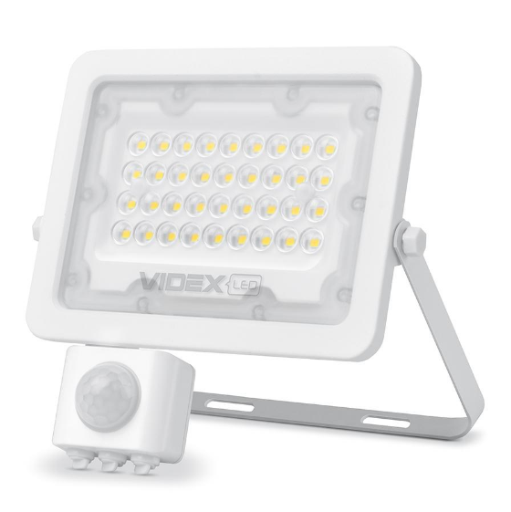 LED Прожектор 30W 5000К 220V з датчиком руху та освітлення білий VL-F2e305W-S Videx