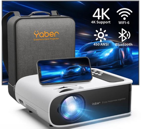 Домашний портативный проектор YABER Pro V8 4K с Wi-Fi 6 и Bluetooth 5.0 | Зображення 1