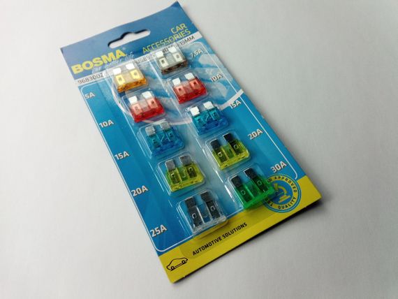 Запобіжники BOSMA 2591 (плоскі) к-т 10 шт.