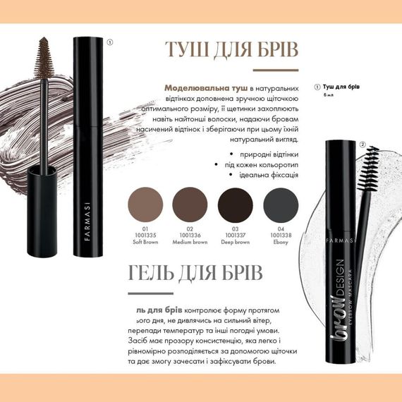 Туш для брів Farmasi Medium Brown 02 5 мл | Зображення 2