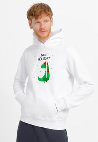 Худі чоловіче біле з принтом "Sweet holiday (dragon)", M