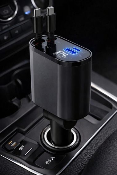 Автомобільний зарядний пристрій із швидкою зарядкою 4в1 Lightning / Type-C / USB