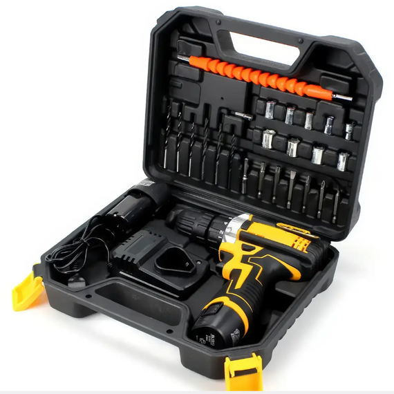 Набір шурупокрут акумуляторний із насадками screw driver sets yellow 12v Повний комплект у валізі! | Зображення 7
