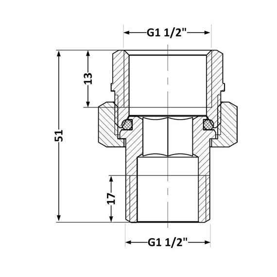 Згін-американка Thermo Alliance Base 1 1/2" ВН нікель, прямий SD190W40 | Зображення 1