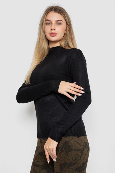 Кофта жіноча однотонна, колір чорний, 244R2302 | Зображення 2