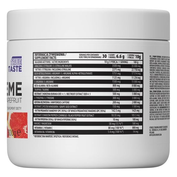 Комплекс до тренування OstroVit Pump Extreme 300 g /30 servings/ Grapefruit | Зображення 1
