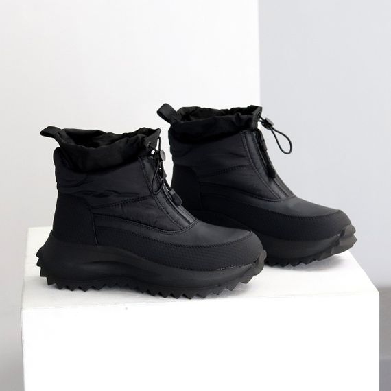 Спортивные черные ботинки дутики водонепроницаемые с фиксатором | Зображення 2