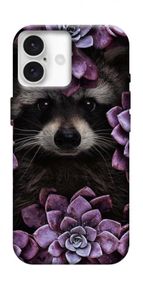 Чохол з картинкою Єнот у квітах для Apple iPhone 16 Plus