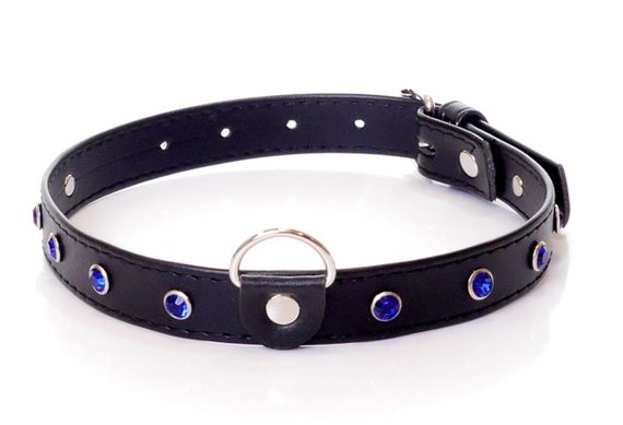 Нашийник зі штучної шкіри з кристалами Fetish Boss Series - Collar Navy Blue Crystal, BS3300118 sexstyle