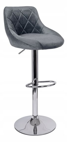 Барний стілець зі спинкою Bonro B-074 велюр сіре з чорною основою