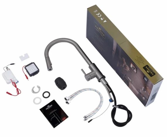 Змішувач для кухні з висувним виливом Kroner KRP Edelstahl Klassisch - PVD03916 сенсорний (CV032496) | Зображення 2