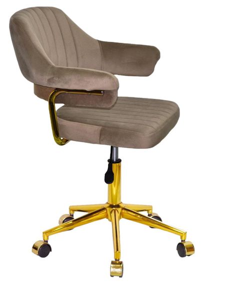 Крісло Jeff GD-Modern Office велюр кавовий B-1042, на золотій ніжці-хрестовині з колесами | Зображення 6