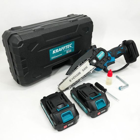 Акумуляторна ланцюгова міні пила 15 см у кейсі Krafftec (36V 4 Ач) + 2 акумулятори та індикатором заряду | Зображення 9