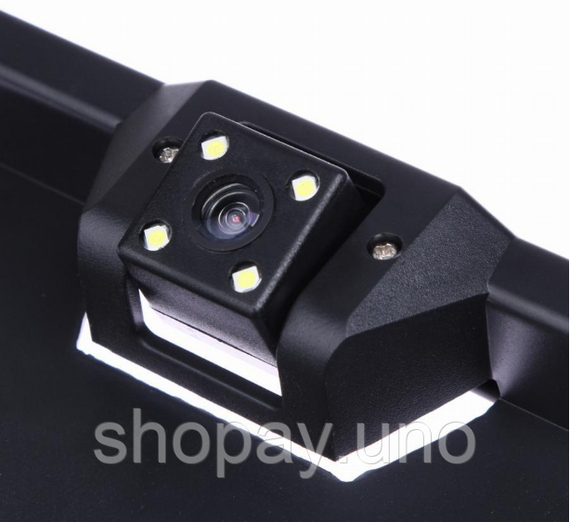 Камера заднего вида в авто номерной рамке с 4 LED подсветкой Black | Зображення 2