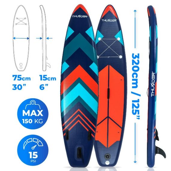 Надувна дошка SUP THUNDER STRIPES 320 см з веслом | Зображення 3