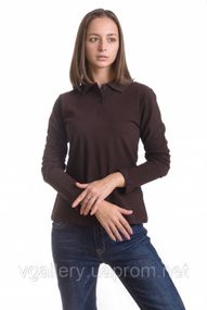 Футболка жіноча ПОЛО з довгим рукавом -  тканина - лакоста