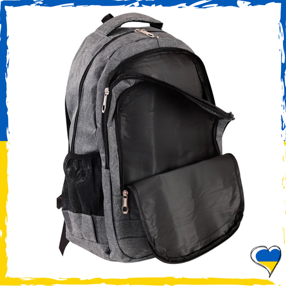 Рюкзак серый универсальный, повседневный, школьный, вместительный. Унисекс | Зображення 1