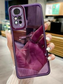 Мягкий силиконовый чехол со стеклом на камеру для Xiaomi Redmi Note 11 4G / 11s цвет Фиолетовый