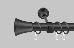 Черный матовый Карниз для штор металлический, однорядный 19 мм (комплект) Принц 320 см