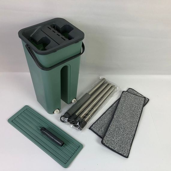 Швабра - ледар з відром і автоматичним віджимом 2 в 1 Hand Free Cleaning Mop 5 л. Колір: зелений | Зображення 8