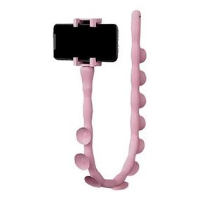 Гнучкий тримач для телефону з універсальними присосками Cute Worm Lazy Holder. Колір: рожевий WP-45