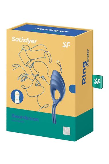 Эрекционное виброкольцо лассо Satisfyer Swordsman Blue, крепкая фиксация, 10 режимов, мощный мотор sexstyle | Зображення 6