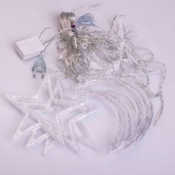 Электрическая гирлянда Звезда штора 3 метра на окно для фотозон желтая WYF11Y | Зображення 7