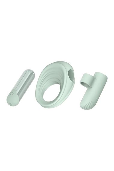Ерекційне кільце з віброкулею та вібратор на пальчик Dream Toys GLAM м'ятний Sex Aura | Зображення 1