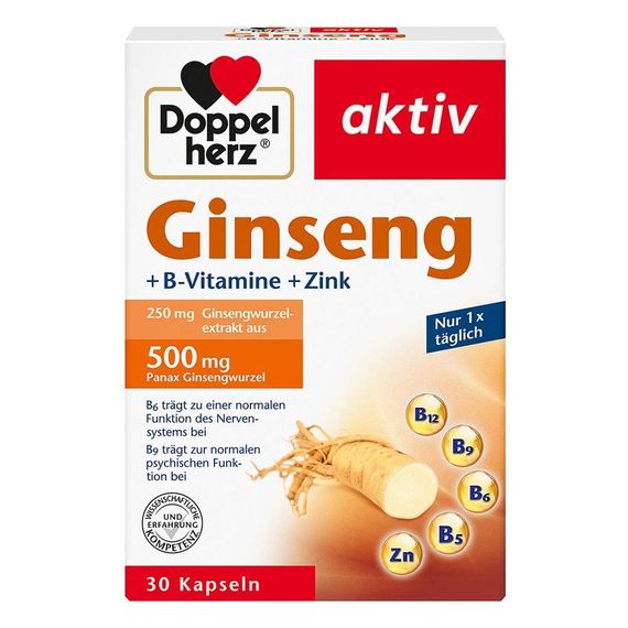 Доппельгерц Женьшень + Вітаміни групи B + цинк (Doppelherz Ginseng 250+Zink)