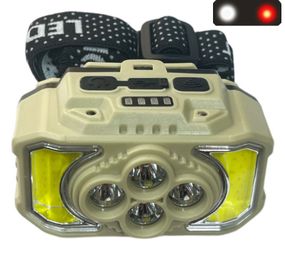 Фонарь налобный с красным и белым светом аккумуляторный HX-815S с сенсорным датчиком движения Type-C 18650