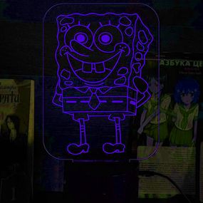 Акриловий світильник-нічник Губка Боб синій tty-n000128