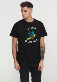 Футболка чоловіча чорна з принтом "Жовто-блакитний птах", 2XL