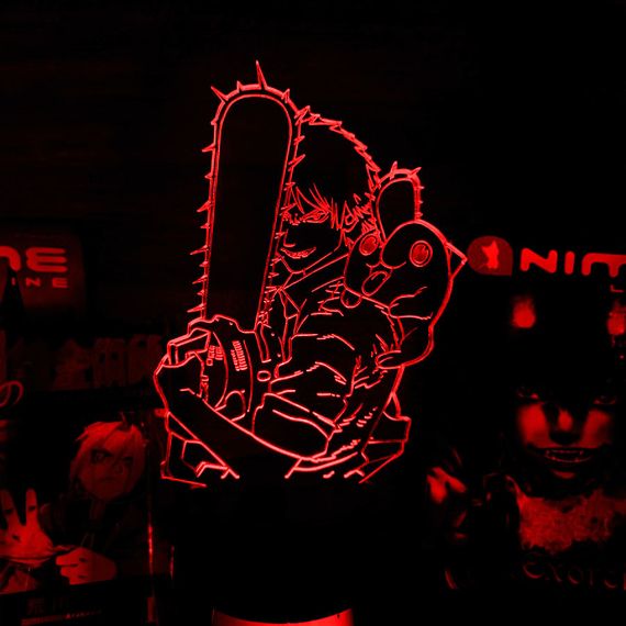 Акриловий світильник-нічник Chainsaw Man червоний tty-n001873
