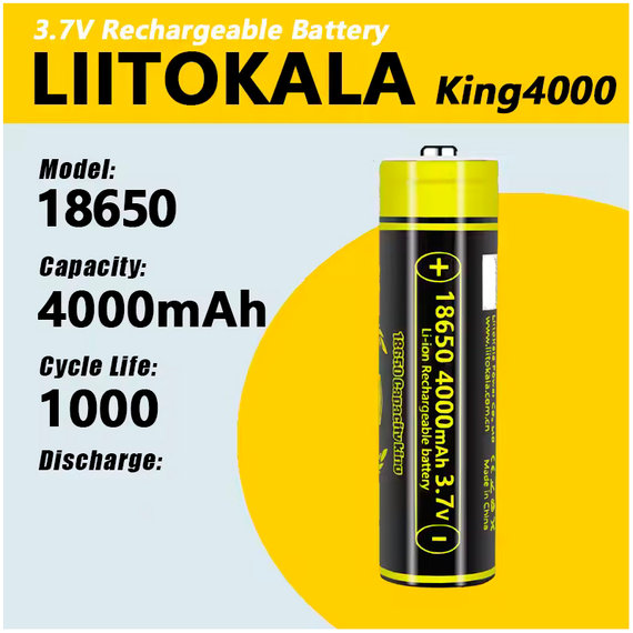 Аккумулятор 18650, LiitoKala King 4000 JT, 4000 мАч | Зображення 2