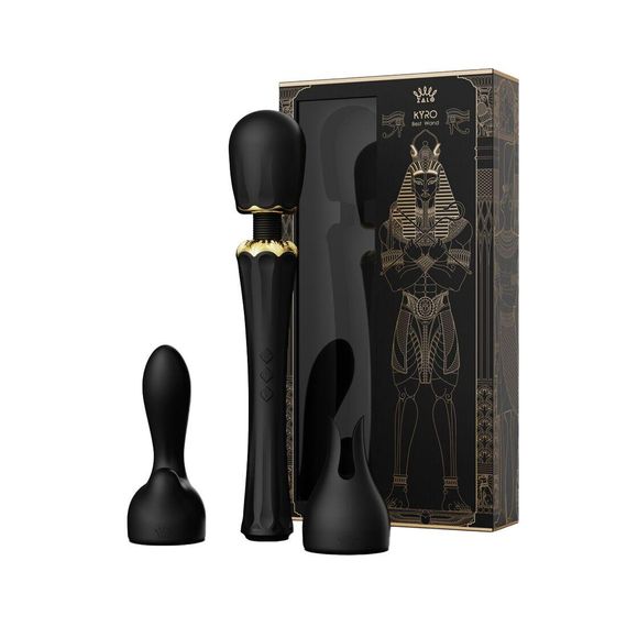 Вібромасажер з насадками Zalo Kyro Wand Obsidian Black — преміальна потужність і еротична гнучкість | Зображення 9