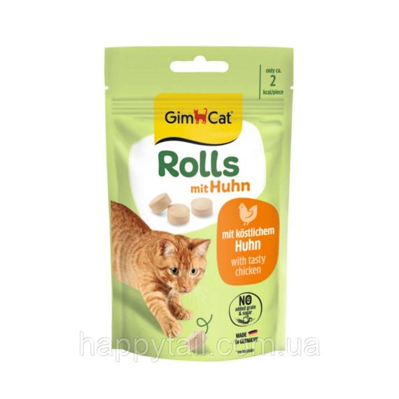 Ласощі для котів GimCat Rolls з куркою 40 г беззернові круглі снеки
