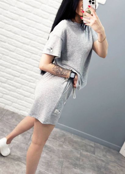 Женский летний костюм с шортами двухцветный GF07111 цвет серый, размер 46/48 | Зображення 1