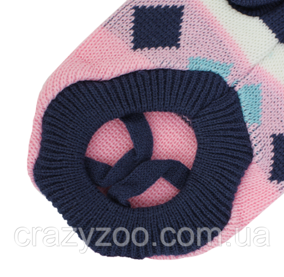 Свитер для собак и котов EcoToys Stripe S розовый бело-синяя полоска A: 20 см B: 28 см C: 18 см S-7031 | Зображення 3