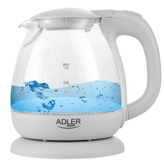 Електрочайник скляний Adler AD 1283 сірий 1 л, 1100 Вт, з підсвіткою | Зображення 1