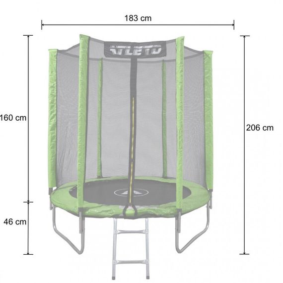 Батут детский Atleto 183 см с защитной сеткой и лестницей для дома и дачи зелёный 42400456 | Зображення 1